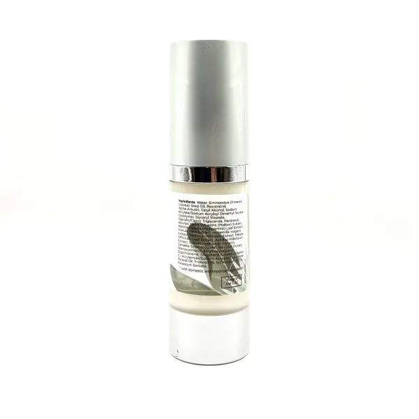 The Brightening Face Serum, housed in a cylindrical cosmetic bottle with a label, features a silver cap and a white body standing upright.