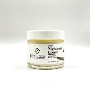 57g jar of Detox Nightwear Cream by Elite Labs, infused with lavender and peony flower.