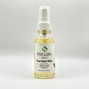 Clear bottle of Fresh Tea Face Mist with a spray nozzle against a white background.