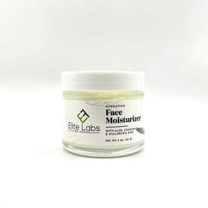 A jar of Hydrating Face Moisturizer with Hyaluronic Acid on a white background.