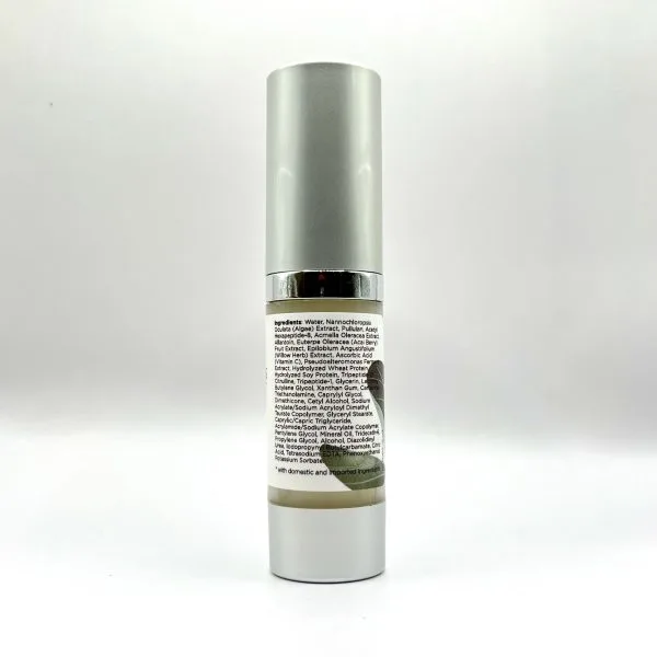 A white and silver bottle of Protein Lift Serum featuring a visible ingredient list on the label.